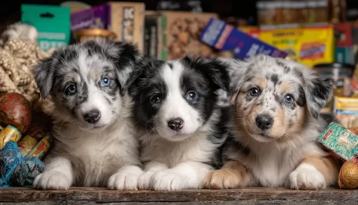 Adorable Border Collie puppy sitting in a sunny park in Los Angeles, California.