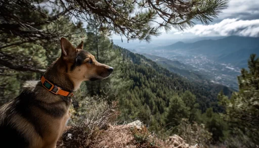 Dog wearing smart GPS collar for pet wearables