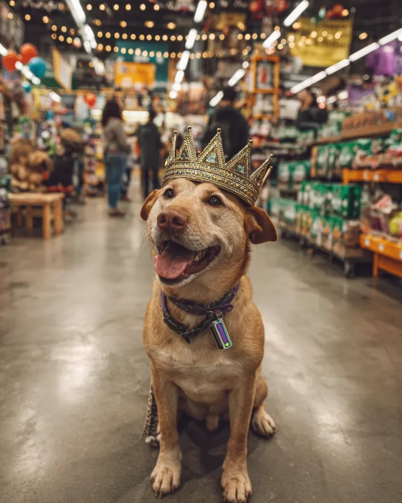 Happy dog enjoying treats from Dogs Kingdom Pets – premium pet care products.
