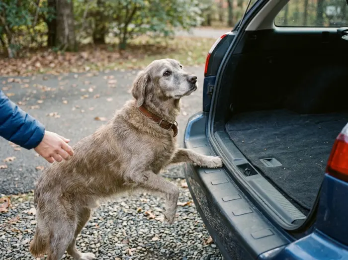 signs senior dog has trouble jumping into car